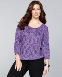 A chic, couture-inspired zigzag knit makes the holiday season bright with flecks of shimmering metallic thread. INC's plus size sweater is lightweight enough to layer, but cute enough to stand alone. A chic, couture-inspired zigzag knit makes the holiday season bright with flecks of shimmering metallic thread. INC's plus size sweater is lightweight enough to layer, but cute enough to stand alone.