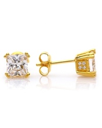 With a shapely stone and 18-karat gold backs, this pair of stud earrings Crislu are an eye-catching adornment that you'll wear now and treasure forever. With a shapely stone and 18-karat gold backs, this pair of stud earrings Crislu are an eye-catching adornment that you'll wear now and treasure forever.