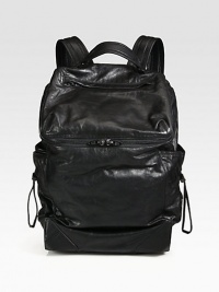 With an array of exterior and interior zip pockets, this roomy backpack provides endless versatility, while comfortably storing your tablet, documents or any other city essentials. Crafted shiny, lustrous lambskin leather for a waxy finish.Zip closureTop handleExterior zip pocketsInterior zip, slip pocketsCotton liningLambskin14W x 22H x 8DImported With an array of exterior and interior zip pockets, this roomy backpack provides endless versatility, while comfortably storing your tablet, documents or any other city essentials. Crafted shiny, lustrous lambskin leather for a waxy finish.Zip closureTop handleExterior zip pocketsInterior zip, slip pocketsCotton liningLambskin14W x 22H x 8DImported