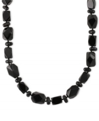 Bold in black. This sterling silver necklace features onyx (8-20 mm) stones in a variety of shapes for a stylish touch. Approximate length: 24 inches. Bold in black. This sterling silver necklace features onyx (8-20 mm) stones in a variety of shapes for a stylish touch. Approximate length: 24 inches.