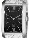 Burberry Men's BU1097 Check Engraved Black Dial Stainless Steel Watch