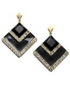 Take it back a decade or two. Bar III's retro-fab style combines diamond-shaped black enamel drops with sweet rows of crystal and a gold tone mixed metal post setting. Approximate drop: 1-5/8 inches.