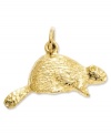 Wielding its strength and perfectly adorable nature, a tiny beaver is rendered in this detailed 14k gold charm. Chain not included. Approximate drop length: 3/5 inch. Approximate drop width: 9/10 inch.