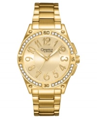 Make a stunning impression with this shining watch by Caravelle by Bulova, celebrating their 50th Anniversary. Make a stunning impression with this shining watch by Caravelle by Bulova, celebrating their 50th Anniversary.