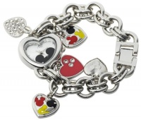 Disney Women's MK2058 Mickey Mouse Silver Sunray Dial Charm Bracelet Watch Disney Women's MK2058 Mickey Mouse Silver Sunray Dial Charm Bracelet Watch