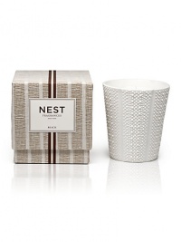 The essence of sparkling turquoise water and lush coconut are married with juicy melon. The fragrance has a luminous base of lotus flower and sensual woods. Inspired by the shells of sea urchins, the candle container is handmade of porcelain with an elegant bisque finish. It is perfect for a hostess gift or for creating and indulgent atmosphere at home. Burn time is approximately 50-60 hours. The essence of sparkling turquoise water and lush coconut are married with juicy melon. The fragrance has a luminous base of lotus flower and sensual woods. Inspired by the shells of sea urchins, the candle container is handmade of porcelain with an elegant bisque finish. It is perfect for a hostess gift or for creating and indulgent atmosphere at home. Burn time is approximately 50-60 hours.