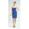 Sue Wong Womens Size 2 Blue Pencil Strapless Beaded Cocktail Dress