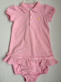 Ralph Lauren Polo Pony Logo Pink Ruffled Hem Dress and Diaper Cover, Size 9 Months Ralph Lauren Polo Pony Logo Pink Ruffled Hem Dress and Diaper Cover, Size 9 Months