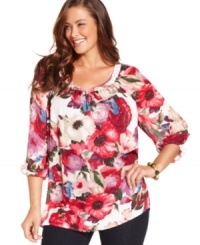 Freshen up your fall look with Charter Club's plus size floral-printed top! Freshen up your fall look with Charter Club's plus size floral-printed top!