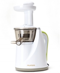 Slow & steady wins in your space. Using patented Low Speed Technology, this juicer operates at 80 RPM with only 150 watts of power and still manages to extract even more juice at an even faster rate, expel a drier pulp and preserve the most vitamins and minerals. A compact and lightweight design operates at an almost silent noise level and transforms your space into a true health zone. 10-year limited warranty. Model HRM002. Slow & steady wins in your space. Using patented Low Speed Technology, this juicer operates at 80 RPM with only 150 watts of power and still manages to extract even more juice at an even faster rate, expel a drier pulp and preserve the most vitamins and minerals. A compact and lightweight design operates at an almost silent noise level and transforms your space into a true health zone. 10-year limited warranty. Model HRM002.