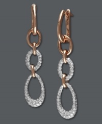 Links of luxury. EFFY Collection's stunning drop earrings are set in 14k rose and white gold, while round-cut diamonds add sparkle to the surface (1/2 ct. t.w.). Approximate drop: 1-7/8 inches.