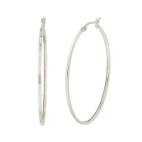 Sterling Silver Diamond-Cut Oval Hoop Earrings (1.5 Diameter) Sterling Silver Diamond-Cut Oval Hoop Earrings (1.5 Diameter)
