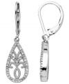 Classic sparkle. These sterling silver teardrop earrings feature a delightful filigree design accented by sparkling round-cut diamonds (1/5 ct. t.w.). Approximate length: 1-1/3 inches.