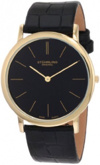Stuhrling Original Men's 601.33351 Classic Ascot Swiss Quartz Ultra Thin Gold Tone Black Leather Strap Watch Stuhrling Original Men's 601.33351 Classic Ascot Swiss Quartz Ultra Thin Gold Tone Black Leather Strap Watch