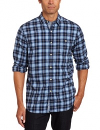 Nautica Men's Long Sleeve Twill Straight Collared Plaid