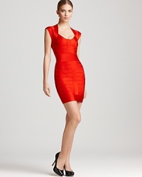 A body-con French Connection bandage dress, complete with a silver exposed back zipper, turns heads upon entry and exit. Sleek pumps punctuate the dramatic look with edge. A body-con French Connection bandage dress, complete with a silver exposed back zipper, turns heads upon entry and exit. Sleek pumps punctuate the dramatic look with edge.