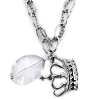 Stainless Steel Crown and Crystal Necklace Stainless Steel Crown and Crystal Necklace