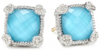 Judith Ripka Linen Blue Small Cushion Stone Stud Earrings Judith Ripka Linen Blue Small Cushion Stone Stud Earrings