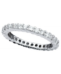 A seamless row of sparkle. CRISLU's stunning eternity band features a row of round-cut cubic zirconias (1 ct. t.w.) set in platinum over sterling silver. Size 5, 6, 7, 8 and 9. A seamless row of sparkle. CRISLU's stunning eternity band features a row of round-cut cubic zirconias (1 ct. t.w.) set in platinum over sterling silver. Size 5, 6, 7, 8 and 9.