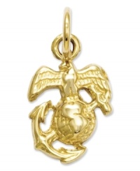 Honor a Marine today. This polished 14k gold charm features the U.S. Marine Corps insignia. Chain not included. Approximate length: 3/5 inch. Approximate width: 2/5 inch. Honor a Marine today. This polished 14k gold charm features the U.S. Marine Corps insignia. Chain not included. Approximate length: 3/5 inch. Approximate width: 2/5 inch.
