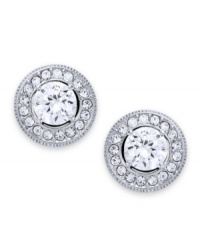 Understated brilliance. This pair of stud earrings from Eliot Danori is crafted from rhodium-plated brass with crystals and cubic zirconias (1 ct. t.w.) adding luster. Approximate drop: 3/8 inch. Understated brilliance. This pair of stud earrings from Eliot Danori is crafted from rhodium-plated brass with crystals and cubic zirconias (1 ct. t.w.) adding luster. Approximate drop: 3/8 inch.