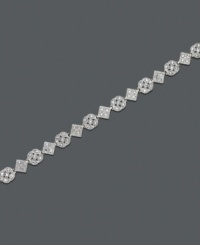 A geometric masterpiece, this vintage-inspired tennis bracelet is crafted from 18k gold over sterling silver with just the right amount of diamond accents. Approximate length: 7 inches. A geometric masterpiece, this vintage-inspired tennis bracelet is crafted from 18k gold over sterling silver with just the right amount of diamond accents. Approximate length: 7 inches.