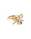 GUESS Gold-Tone Bow Ring With Logo Heart Charm, GOLD (7)