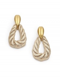 THE LOOKVentrus collectionTwo-tone designTwisted teardrop linkSterling silver & 18k gold settingPost backTHE MEASUREMENTLength, about 1.5ORIGINMade in USA THE LOOKVentrus collectionTwo-tone designTwisted teardrop linkSterling silver & 18k gold settingPost backTHE MEASUREMENTLength, about 1.5ORIGINMade in USA
