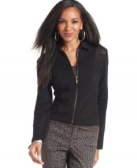 French terry, lace and marvelous moto-inspired styling mix on Style&co.'s latest must-have layer. French terry, lace and marvelous moto-inspired styling mix on Style&co.'s latest must-have layer.