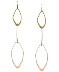 Delicate by design. Three slim cut-out links adorn BCBGeneration's subtle linear earrings. Crafted in rose gold, gold and silver-plated mixed metal on ear wire. Approximate drop: 6 inches. Delicate by design. Three slim cut-out links adorn BCBGeneration's subtle linear earrings. Crafted in rose gold, gold and silver-plated mixed metal on ear wire. Approximate drop: 6 inches.