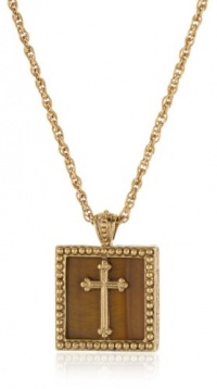 The Vatican Library Collection Gold-Tone Simulated Tiger Eye Cross Necklace The Vatican Library Collection Gold-Tone Simulated Tiger Eye Cross Necklace