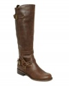 Full of buckled straps. G by GUESS's Hyderi riding boots add a bit of adventure to your day.