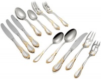Yamazaki Cache Gold Accent 20-Piece Flatware Set, Service for 4 Yamazaki Cache Gold Accent 20-Piece Flatware Set, Service for 4