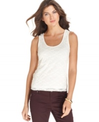 NY Collection's petite lace tank is perfect for layering under cardis, blazers and more! NY Collection's petite lace tank is perfect for layering under cardis, blazers and more!