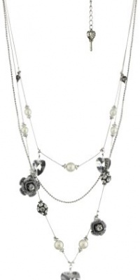 Betsey Johnson Crystal Hearts and Flowers Illusion Necklace