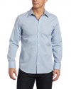 Calvin Klein Sportswear Men's Mini Stripe Poplin Free Fit Woven Shirt, Forever Blue, Medium