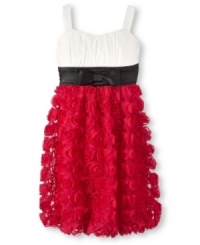 A unique textured skirt and a classic empire waist give this Ruby Rox dress its beautiful style. A unique textured skirt and a classic empire waist give this Ruby Rox dress its beautiful style.