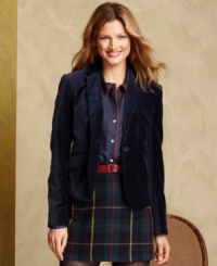 Add a dash of elegance to any look in Tommy Hilfiger's velvet blazer. Add a dash of elegance to any look in Tommy Hilfiger's velvet blazer.