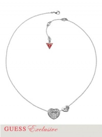 GUESS Silver-Tone Pavé Rhinestone Heart P, SILVER GUESS Silver-Tone Pavé Rhinestone Heart P, SILVER
