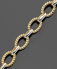 Everyday glamour with a twist. This bracelet features 14k gold over sterling silver and sterling silver smooth and twisted oval links. Approximate length: 8 inches. Everyday glamour with a twist. This bracelet features 14k gold over sterling silver and sterling silver smooth and twisted oval links. Approximate length: 8 inches.