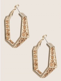 GUESS Hexagon Gold-Tone Hoops, GOLD GUESS Hexagon Gold-Tone Hoops, GOLD