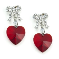 Deep Red Crystal Heart Drop Sterling Silver Earrings Made with Swarovski Elements Deep Red Crystal Heart Drop Sterling Silver Earrings Made with Swarovski Elements