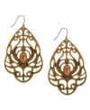 Patterned perfection. These Lucky Brand drop earrings feature an intricate openwork design with a plastic bead at the center. Set in gold tone mixed metal. Approximate drop: 2 inches.