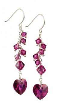 Swarovski Elements Crystal Heart and Bicone with Sterling Silver Earwire Drop Earrings Swarovski Elements Crystal Heart and Bicone with Sterling Silver Earwire Drop Earrings