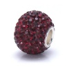 Bella Fascini Garnet Red Crystal Pave Round Charm - Large European Charm Bracelet Bling Bead or Pendant - Fits Perfectly on Chamilia Moress Pandora and All Compatible Brands