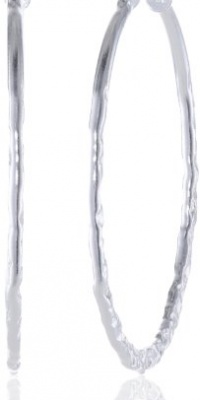 Sterling Silver Hammered Hoop Earrings (1.2 Diameter)