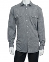 American Rag Men's Gray Vertical Striped Button Down Shirt