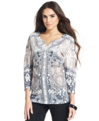 Let a dose of bold pattern be the statement-making piece of your outfit with this printed henley top from Style&co.--a stylish casual look at a savvy price! Let a dose of bold pattern be the statement-making piece of your outfit with this printed henley top from Style&co.--a stylish casual look at a savvy price!