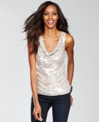Fun, fanciful pailette sequins add charm to INC's cowlneck tank. A must-have piece for the season. Fun, fanciful pailette sequins add charm to INC's cowlneck tank. A must-have piece for the season.