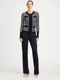 Contrast trim details lend a timeless, chic air to this knit design.Jewel necklineZip frontWelt pocket detailsRib-knit cuffsAbout 23 from shoulder to hemCotton/wool/rayonDry cleanImportedModel shown is 5'10 (177cm) wearing US size 4. Contrast trim details lend a timeless, chic air to this knit design.Jewel necklineZip frontWelt pocket detailsRib-knit cuffsAbout 23 from shoulder to hemCotton/wool/rayonDry cleanImportedModel shown is 5'10 (177cm) wearing US size 4.